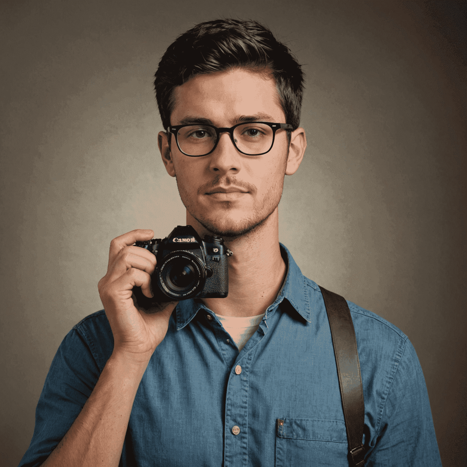 Mike Thompson, Food Photographer - A man in his late 20s with short black hair and glasses, holding a professional camera